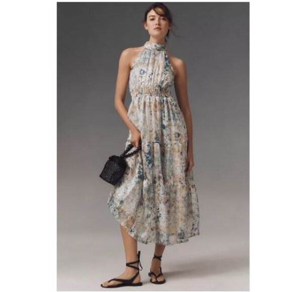 Anthropologie Dresses & Skirts - The Somerset Maxi Dress: Halter Edition in Blue Motif - Anthropologie–Size M-NWT